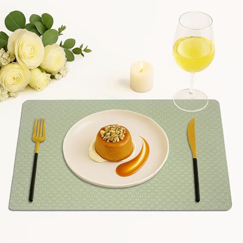 Image of Amazon Brand - Umi PVC Vinyl Foam Design Placemat STPG127 | Heat Resistant, Wipe Clean, Anti-Skid Table Mats for Dining Table, Kitchen & Home Decor (30x45 CM Green Set of 2)