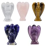 Rockcloud Healing Crystal Gemstone Carved Pocket Crystal Guardian Angel Figurines 1.5 inch