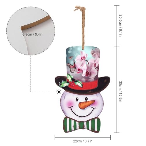 Panneau de Noël en bois rigide avec détails d'orchidée et fleur festive - 3