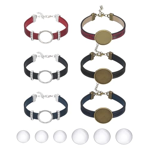 Pièces vierges fabrication bijoux 18/25mm lot de 6 cabochons verre