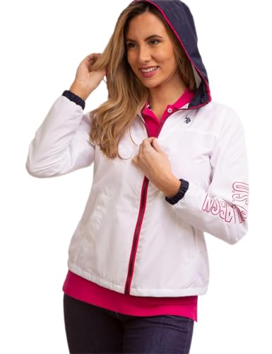 Image of U.S. Polo Assn. Womens Uspa Hooded Colorblocked Windbreaker Mesh Lining