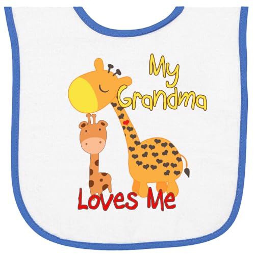 inktastic My Grandma Loves Me Giraffe Baby Terry Cloth Bib