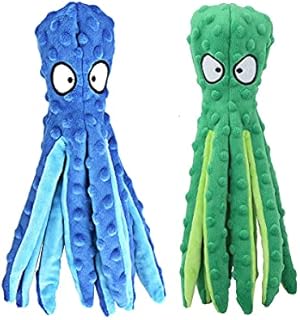 SHOKAN 2pcs Plush Dog Toys, Dog Plush Toys Octopus, No Stuffing Squeaky Interactive Dog Toys, Indestructible Dog Chew Toy for Puppy Teething, Small Medium Large Dogs Training and Playing