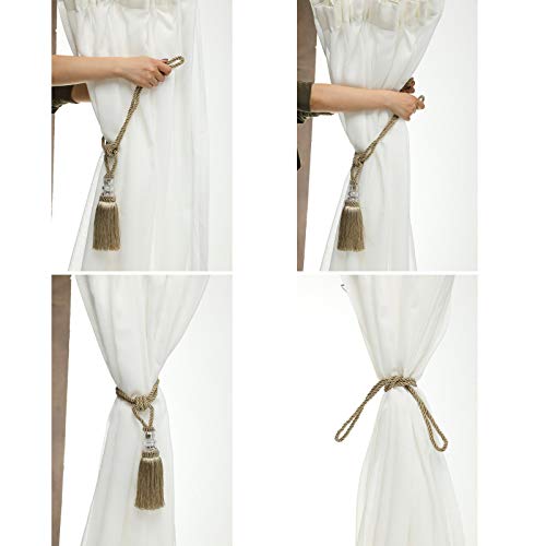 image for Fenghuangwu 2Pcs Tassel Curtain Tiebacks Handmade, Elegant Crystal Cur