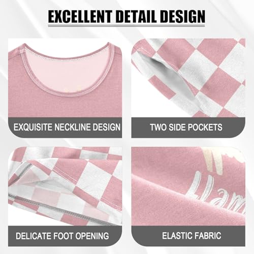 Checkerboard Plaid Llama Colorful Rose Pajama Set Short Sleeve Pajamas Shorts Sets Cotton PJS 2 Piece Clothes Set 5Y4