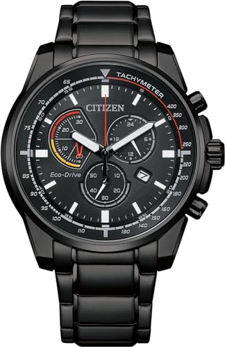 Citizen Herren Analog Quarz Uhr mit Edelstahl Armband AT1195-83E, Schwarz