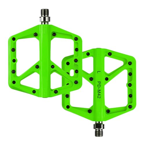 Pédales plates pour VTT SYACHI en nylon vert et 3 roulements étanches