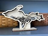 Generic Upper Peninsula of Michigan UP Shadow Box Made in USA, Maple