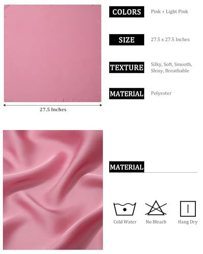 Trendy Pure Color Square Scarf - 2PCS Scarves Simulated Silk Bandanas for Women Hair Wrap Sleeping2