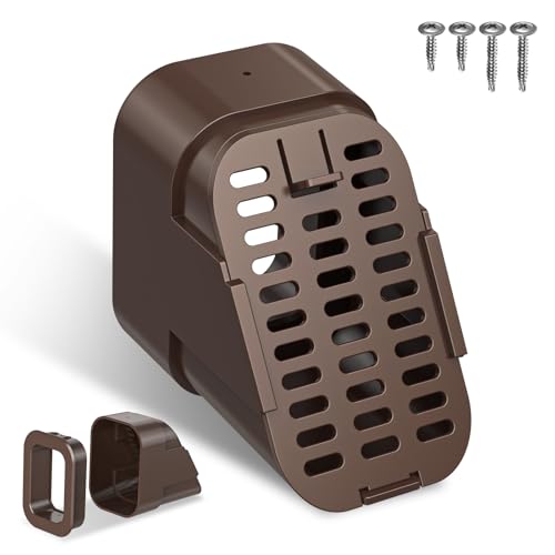 3"x2" & 4"x3" Type B Gutter Downspout Extensions, Removable Gutter Cover, Downspouts Diverter, Gutter Splash Guard, Outlet Filter & Leaf Guard, Fit for 3"x2" and 4"x3" Type-B Downspout (1Pack, Brown)
