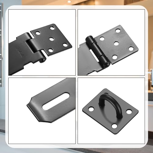 2 Pcs Stainless Steel Padlock Hasp, Door Latch Hasps with Padlocks Keys and Screws - Image 3