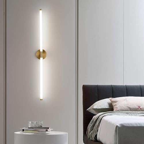 Aplique de pared LED de 80cm moderno en color oro con luz blanca para salón
