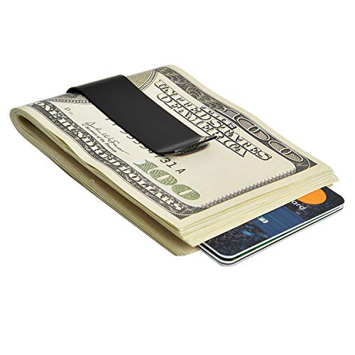 Money Clip Spring Steel Cash Clips Large Capacity Minimalist Front Pocket Wallet (Small Size Black)2