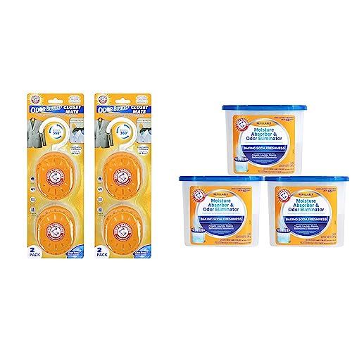 Arm & Hammer Odor Elimination Bundle (4 Count) | Fragrance Free Moisture Absorber (3 Count)