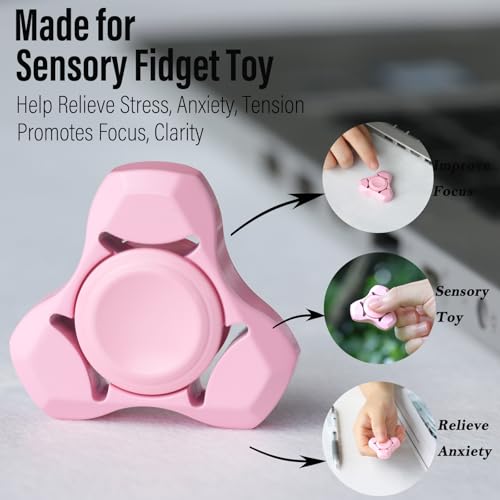 Image of FREELOVE Premium Metal Fidget Spinner for Adults, Stainless Steel Heavy Silent Spinner with Precision Bearing, Small Office Desk Toy & EDC for Stress Relief Focus ADHD, Ceramic Plated Pink
