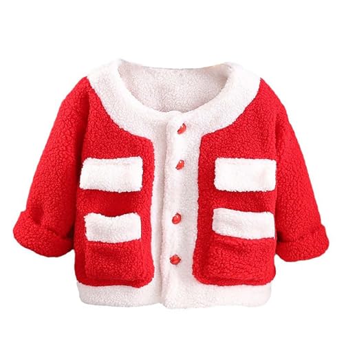 RNTOP Kids Girl Boy Christmas Outfit Toddler Sweatshirt Jacket Long Sleeve Fleece Hooded Coat Warm (Red, 4-5 Years)