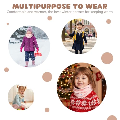 Image of SNOWIE SOFT 2Pcs Winter Scarf Headband for Outdoor Sport, 37x21cm Cotton Multi-Functional Baby Essentials Kids Neck Warmer Knitted Scarf for Toddler Baby Hair Band FaceMask Cute Newborn Gift