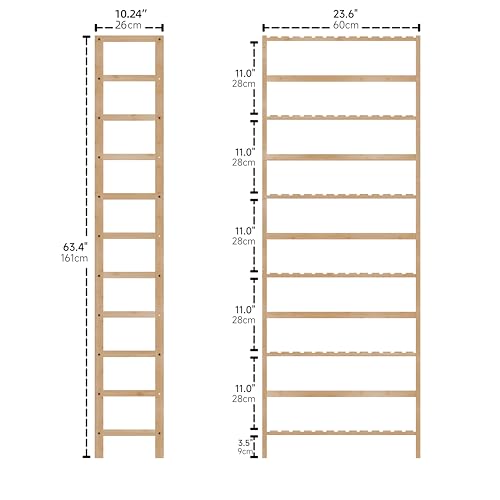 HITNET Bamboo Shelf, 6-Tier Adjustable Tall Open Bookcase, Bathroom Storage Rack Freestanding Shelving Unit, Plant Display Stand for Small Space, Natural