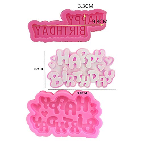 Allinlove 4 Pcs Letter Silicone Molds, Happy Birthday Alphabet Fondant Mold Chocolate Candy Molds Letters Silicone Fondant Cake Molds Polymer Clay Mold For Birthday Cake Cupcake Topper Decoration #TOP1