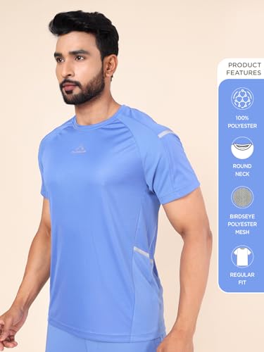 Image of Rupa Colors Mens PLAYSURE Dry FIT Raglan Sleeve Round Neck Activewear T-Shirt | 100% Polyester Fabric | Reflective Logo | Regular Fit