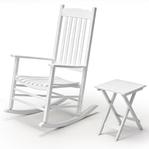 ZUMUSIJN Solid Hardwood Rocking Chair with...