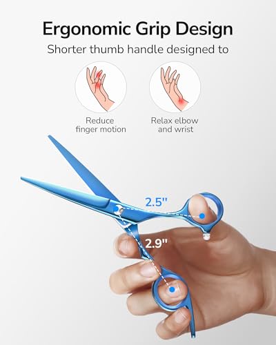 Image of Hair Cutting Scissors, ULG Professional Hair Scissors 6.5 inch Right-Hand Razor Edge Barber Shears Salon Hair Cutting Shears Made of Japanese Stainless Steel, Hand Sharpened Navy