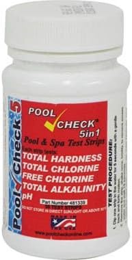 Pool Check 5 in 1 test strips for Chlorine and Bromine