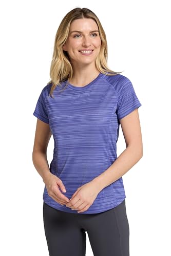 Mountain Warehouse Endurance Striped Womens Tee - Lightweight, Moisture Wicking T-Shirt, Quick Dry Top – for Spring Summer, Gym & Hiking Cobalt (Stripe) Women's Size 12