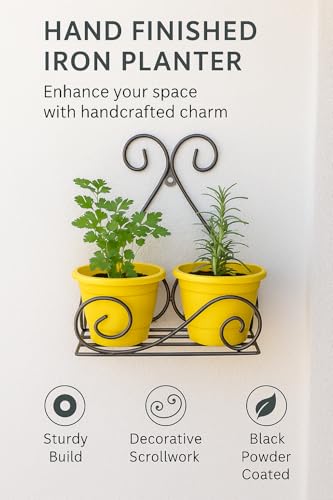Image of Indoor & Outdoor Wall Mounted Metal Plant Stand /Flower Pots Shelf For Balcony, Living Room & Garden | Gamla Stand /Planter Stand /Flower Pot Holder Shelf (Pack of 2)