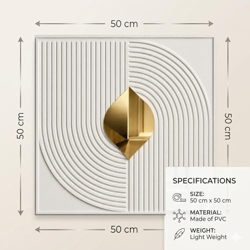 Image of Kayra Decor 3D PVC Wall Panels with Acrylic Finish for Bedroom & Living Room, Curve Line Design, White, 19.7 x 19.7 Inch, Pack of 40 (107.6 Sq Ft)