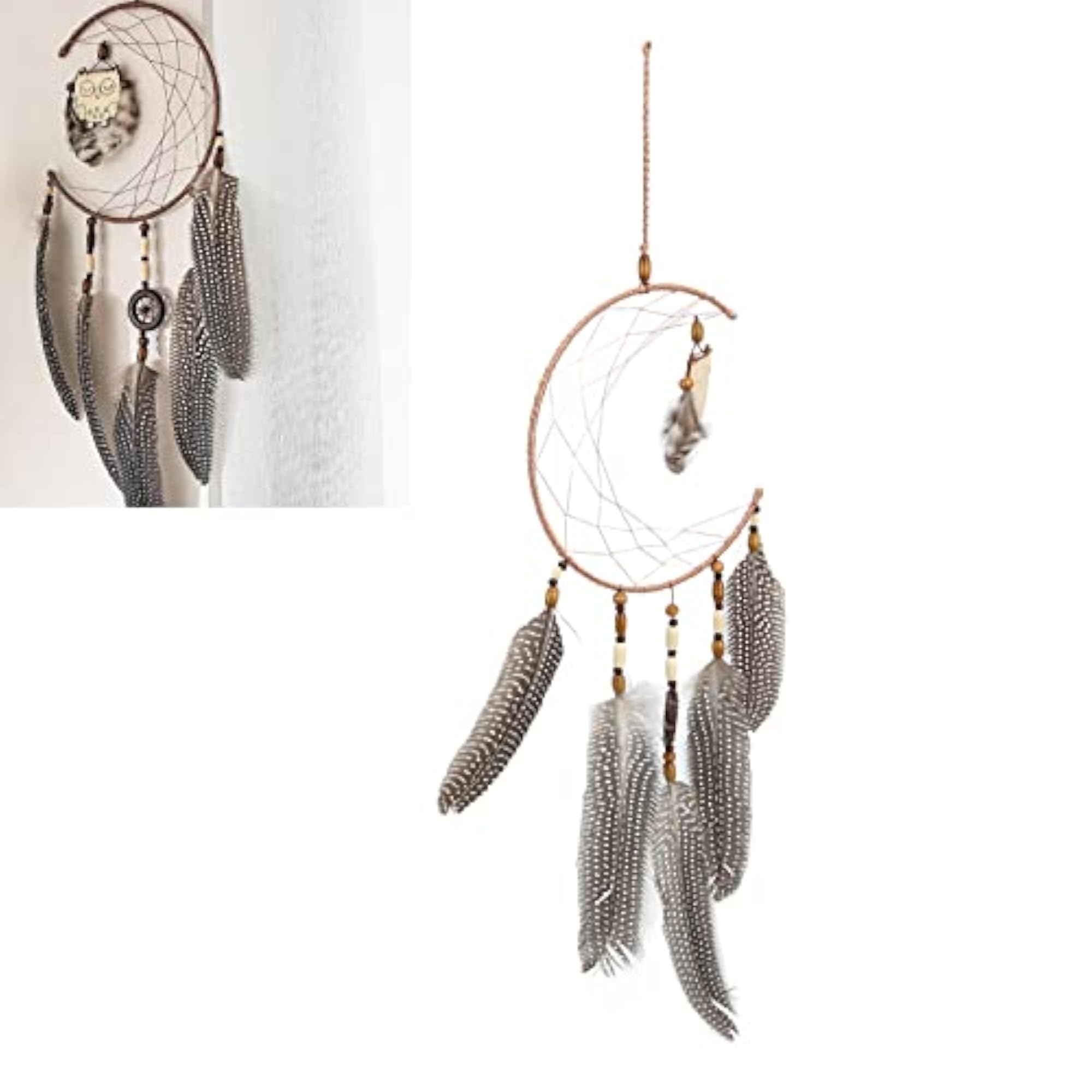 Wall-Mounted Dream Catcher with Owl Theme