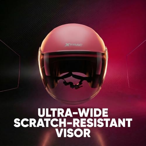 Image of Xtrac Ace Open Face Light Weight Helmet for Men & Women | ISI Certified | Pink | XL