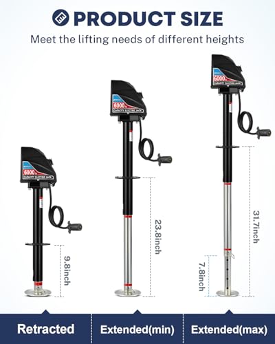 Image of Kohree Electric Trailer Jack 6000 lbs with 7-Way Connector, Heavy Duty RV Electric Tongue Jack for Travel Trailer A-Frame Camper, with Manual Crank Handle & Weatherproof Jack Cover, 22 inch Lift, 12V DC