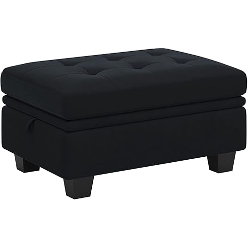 Belffin Rectangular Ottoman with Storage Tuft Ottoman for