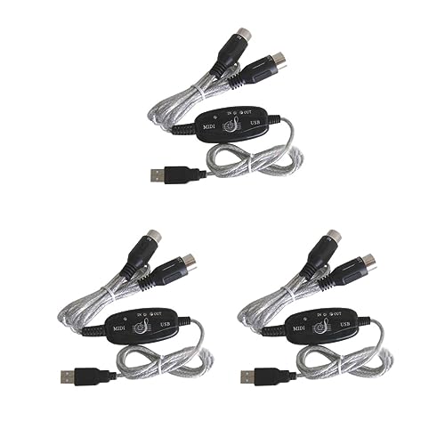 Tityvirnix Juego de 3 cables de interfaz USB de entrada y salida MIDI convertidor de PC a cable adaptador de teclado de música