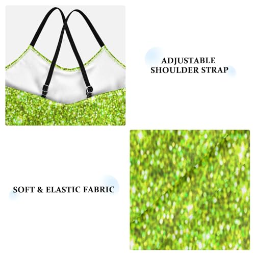 Green Sparkle Glitter Girls One Piece Swimsuits Sport Halter Swimwear Beach Bathing Suit 7-8T3