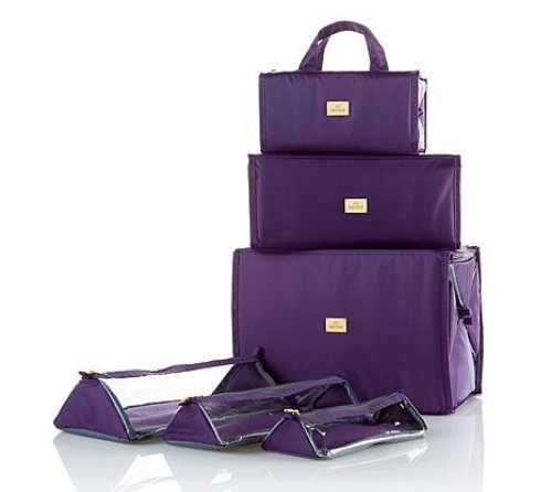 Joy Mangano Biggest & Best Better Beauty Case Set Ever with 3 Bonuses! Violet Purple