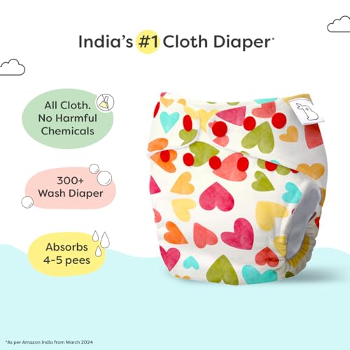 Image of SuperBottoms UNO Freesize Cloth Diaper | Cloth diaper for babies 0 to 3 years | Washable & Reusable cloth diaper | Comes with cloth diaper inserts | 1 Organic Cotton Soaker (Colours of India)