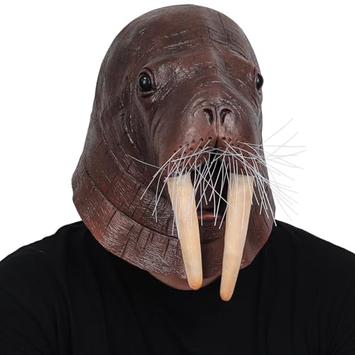 Walrus Mask Latex Full Head Sea Animal Mask Adult Halloween Cosplay Costume - image 1