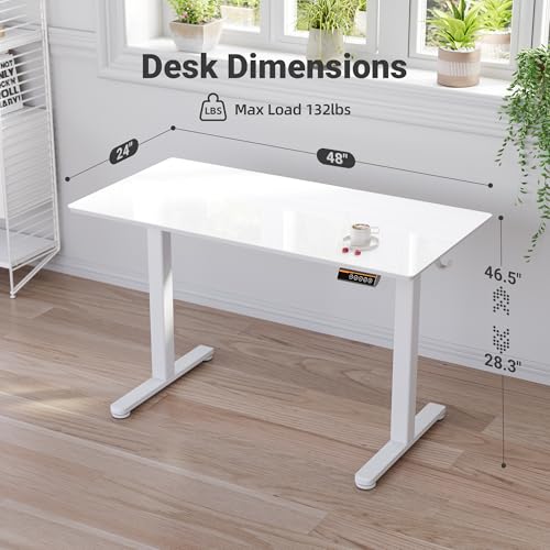 Image of Claiks Glass Standing Desk 48x24 Inch Super White