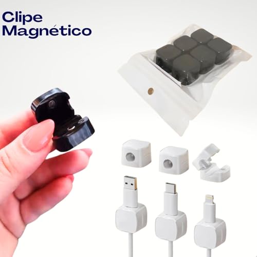 Clip Magnético Organizador de Cabos Fio Kit com 6 Autocolante Adesivo (Branco)