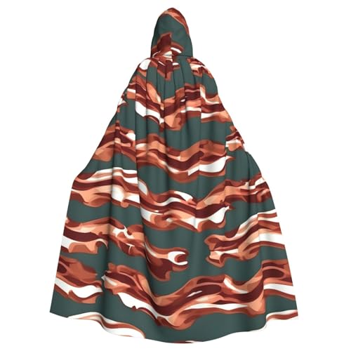 Cape à capuche imprimé bacon pour déguisement de carnaval adulte