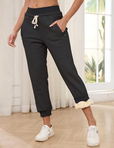 Gihuo Women's Sherpa Lined Sweatpants Winter Casual Jogger Sweat Pants Warm Athletic Thermal Fleece Lining Lounge Pants2
