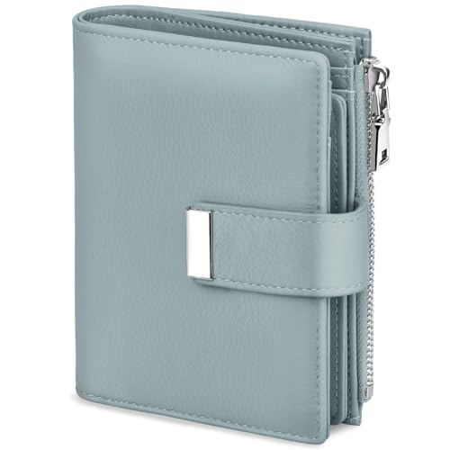 Small Wallet Women RFID Blocking Soft Leather Card Holder Compact Ladies Wallet with Zipper Coin Pocket ID Window