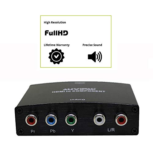 AuviPal HDMI to Component Converter, HDMI to 5RCA (YPbPr + R/L) RGB Video Audio Adapter for Fire TV Stick, Roku, Apple TV, PS3/4, Xbox, PC and More, Connect HDMI Device to Older TV