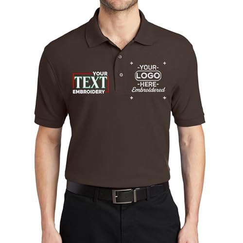 Custom Embroidered Text Polo Shirts for Men Personalized Embroidery Add Your Text Polo Shirt