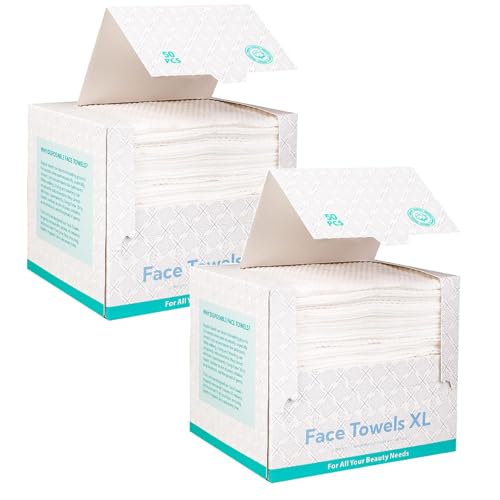Toallitas faciales desechables XL, 100 unidades (2 paquetes de 50 unidades), toallitas faciales orgánicas, toallitas desmaquillantes ultrasuaves y gruesas para la limpieza de mujeres (2 unidades)