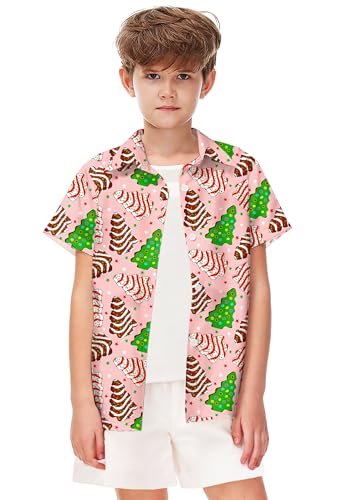 Image of Remimi Unisex Kids Halloween Shirt Boys Pumpkin Ghost Shirts Hawaii Button Up Tops 5-14 Years