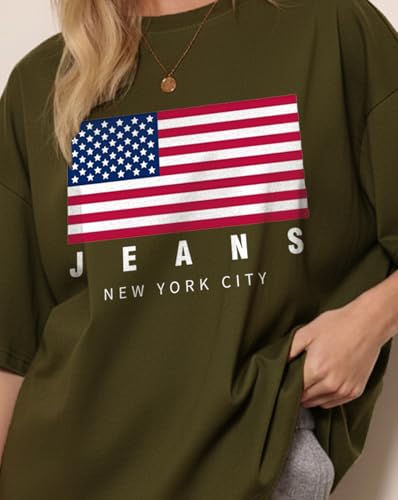 Image of AUSK Oversized Front Printed Loose Fit T-Shirt for Women || Tshirt for Girls