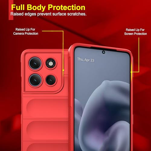 Image of amazon basics Back Case Cover for Motorola G86 Power 5G | Compatible for Motorola G86 Power 5G Back Cover | Liquid Silicon Magic Case with Camera Protection | Red